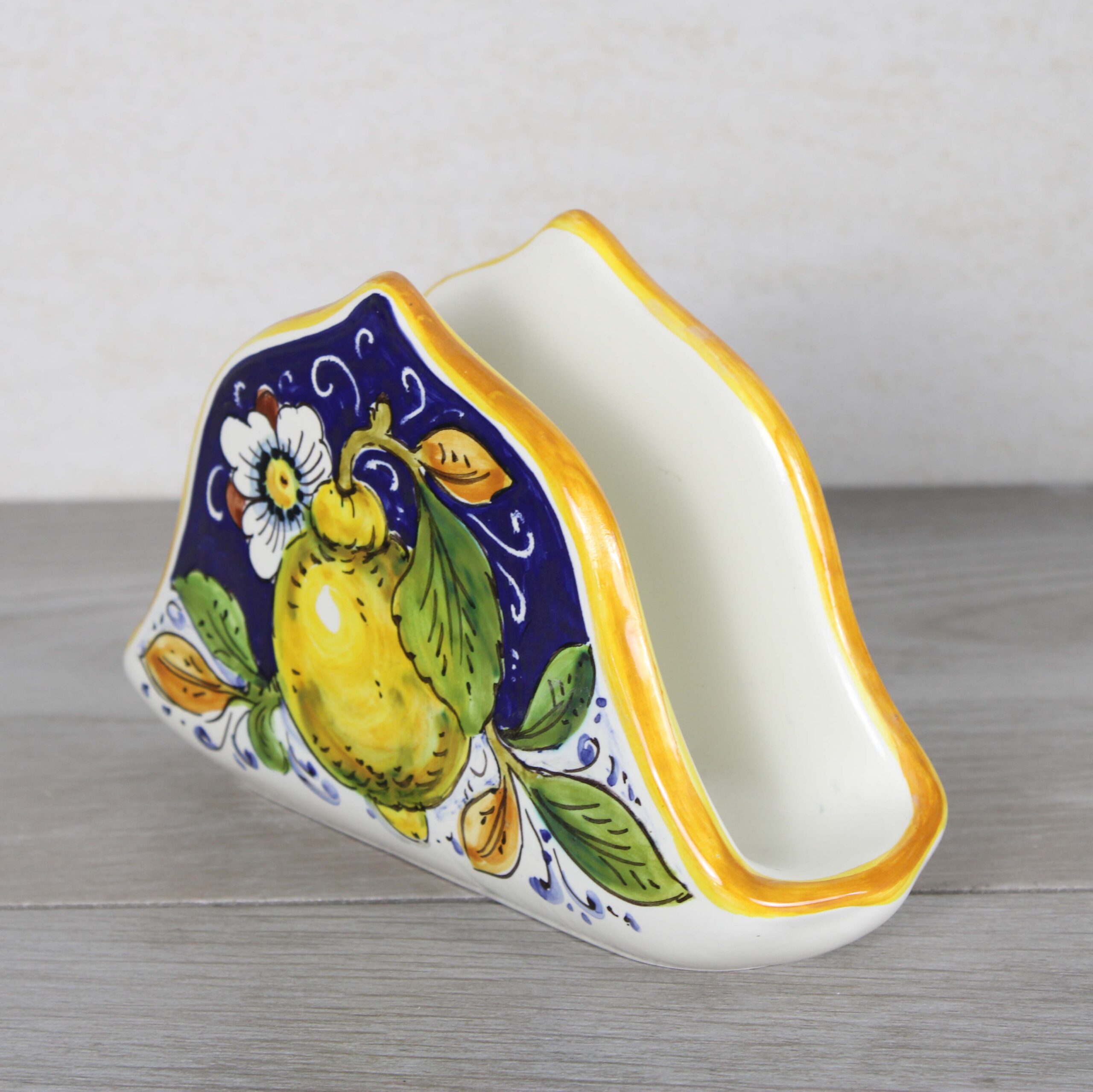 Ceramic Napkin Holder Handmade “Lemon on Blue” – Ceramiche Borgioli